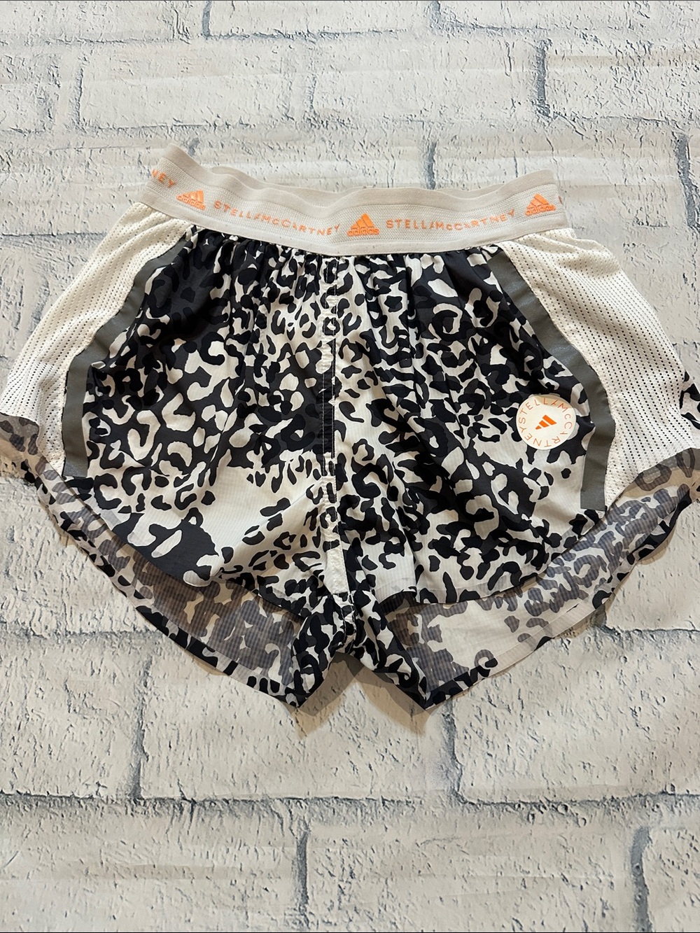 Adidas by Stella McCartney Black and White Animal Print Athletic Shorts